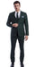 Extra Slim Fit Suit Green Shorter Sleeve ~ Shorter Jacket For Men - 3 Piece Suit For Men - Three Piece Suit
