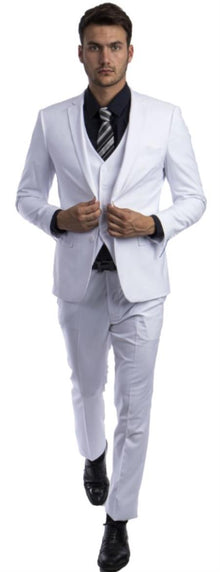 Extra Slim Fit Suit White Shorter Sleeve ~ Shorter Jacket for Men - 3 Piece Suit For Men - Three Piece Suit