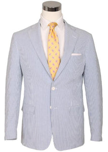 Seersucker Blazer - Sapphire Blue Seersucker Sport Coat
