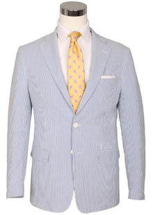 Seersucker Blazer - Sapphire Blue Seersucker Sport Coat