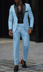 Sky Blue Prom Tuxedo - Wedding Suit - Groom Tuxedo Suit