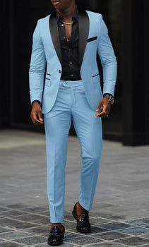 Sky Blue Prom Tuxedo - Wedding Suit - Groom Tuxedo Suit