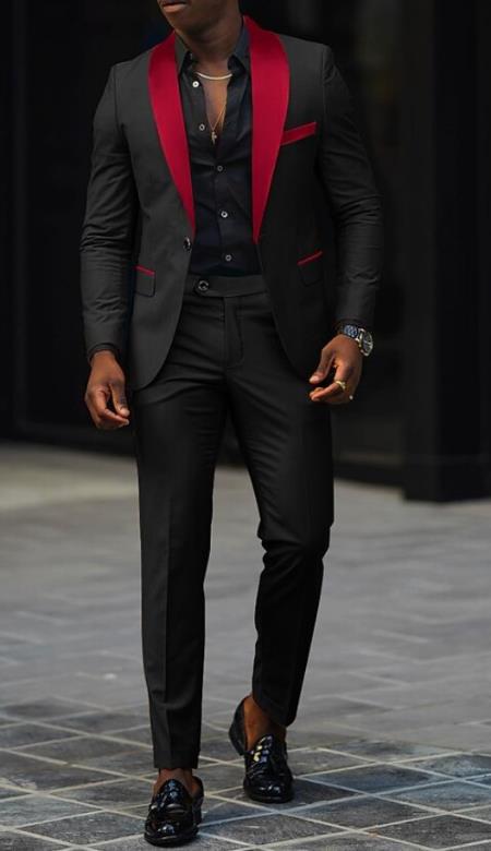 Red Prom Tuxedo - Wedding Suit - Groom Tuxedo Suit
