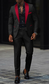 Red Prom Tuxedo - Wedding Suit - Groom Tuxedo Suit