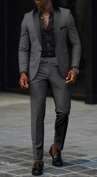 Dark Gray Prom Tuxedo - Wedding Suit - Groom Tuxedo Suit