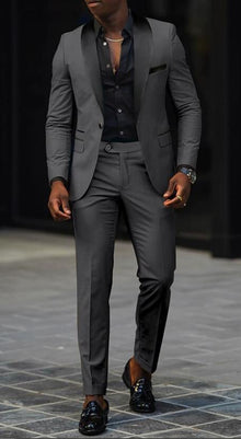 Dark Gray Prom Tuxedo - Wedding Suit - Groom Tuxedo Suit