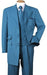 Mens Double Button Vested Fashion Zoot Suit in Turquoise