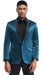 Mens Slim Fit Shiny Satin Prom Wedding Tuxedo Jacket in Turquois