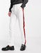 White Tuxedo With Red Sateen Stripe Pants