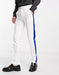 White Tuxedo With Royal Blue Sateen Stripe Pants