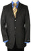 Mens 3 Button Blazer - Three Button Jet Black Sport Coat - Side Vented - Wool Blazer