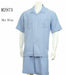 Mens 2-piece Spring - Summer Casual Short Sleeve Shirt Set - Walking Suit - Blue