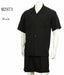 Mens 2-piece Spring - Summer Casual Short Sleeve Shirt Set - Walking Suit - Black