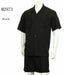 Mens 2-piece Spring - Summer Casual Short Sleeve Shirt Set - Walking Suit Plus Matching Pants- Black