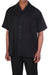 New Mens 2pc Walking Suit Short Sleeve Casual Shirt and Pants Set - Black