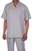 New Mens 2pc Walking Suit Short Sleeve Casual Shirt and Pants Set - Gray