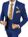 Vested Suits - Peak Lapel Suit - 1 Button Style Suits With Gold Buttons 100% Wool Side Vented - Navy and Gold