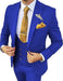 Vested Suits - Peak Lapel Suit - 1 Button Style Suits With Gold Buttons 100% Wool Royal and Gold