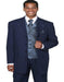 Mens 4 Button Single Breasted Long Vested Fashion Suit in Navy with Paisley Vest