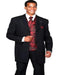 Mens 4 Button Long Vested Fashion Suit in Black with Red Paisley Vest