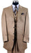 Mens 4 Button Semi Wide Leg Shiny Tonal Stripe Fashion Suit in Gold