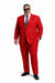 Discounted Sale Clearance Men's Two Buttons Red Classic Fashion suit Flats Front Pants