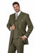 Men’s Vintage Vested Gangster Pinstripe Suit – Bold Olive Green Fashion 3-Piece Set