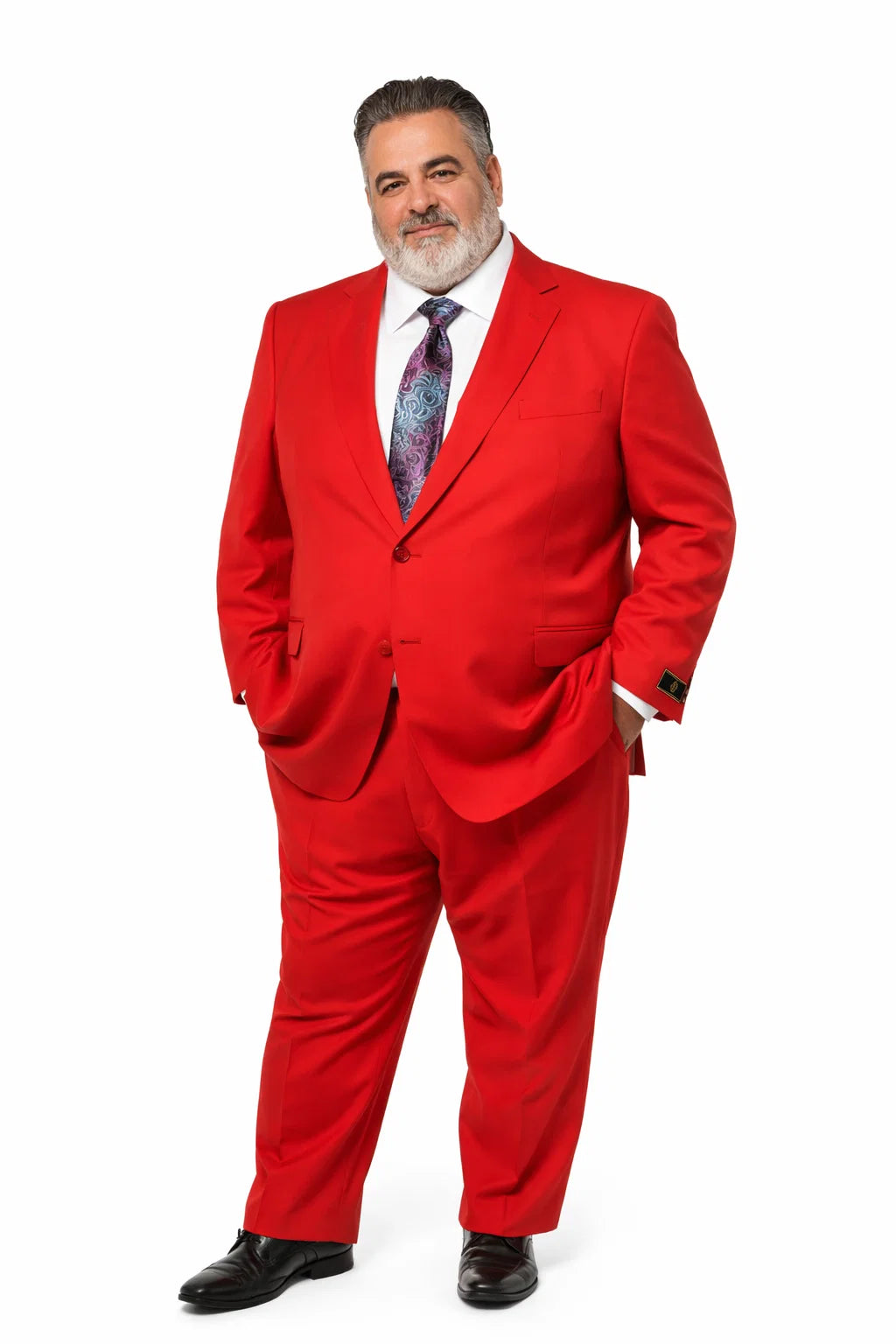 Discounted Sale Clearance Men's Two Buttons Red Classic Fashion suit Flats Front Pants - Image 5