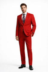 Discounted Sale Clearance Men's Two Buttons Red Classic Fashion suit Flats Front Pants