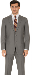 Men's Taupe Regular Fit Birdseye Pattern Side Vent Two Button Suit