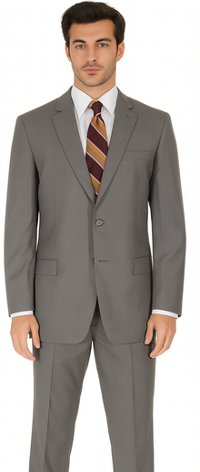 Men's Taupe Regular Fit Birdseye Pattern Side Vent Two Button Suit