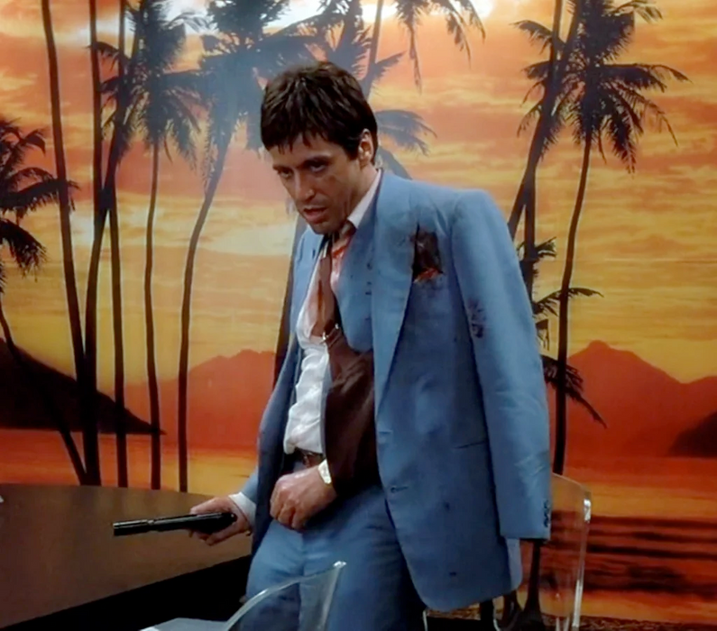 Tony Montana Suit Scarface Blue Suit - Vested Steel Blue Suit