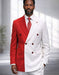 Mens Red and White Suits Modern Fit Double Breasted Suit - Real Wool Fabric By Statement