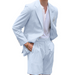 Men’s Light Blue Seersucker Suit with Shorts, Summer Mini Pinstripe Casual Dress Outfit