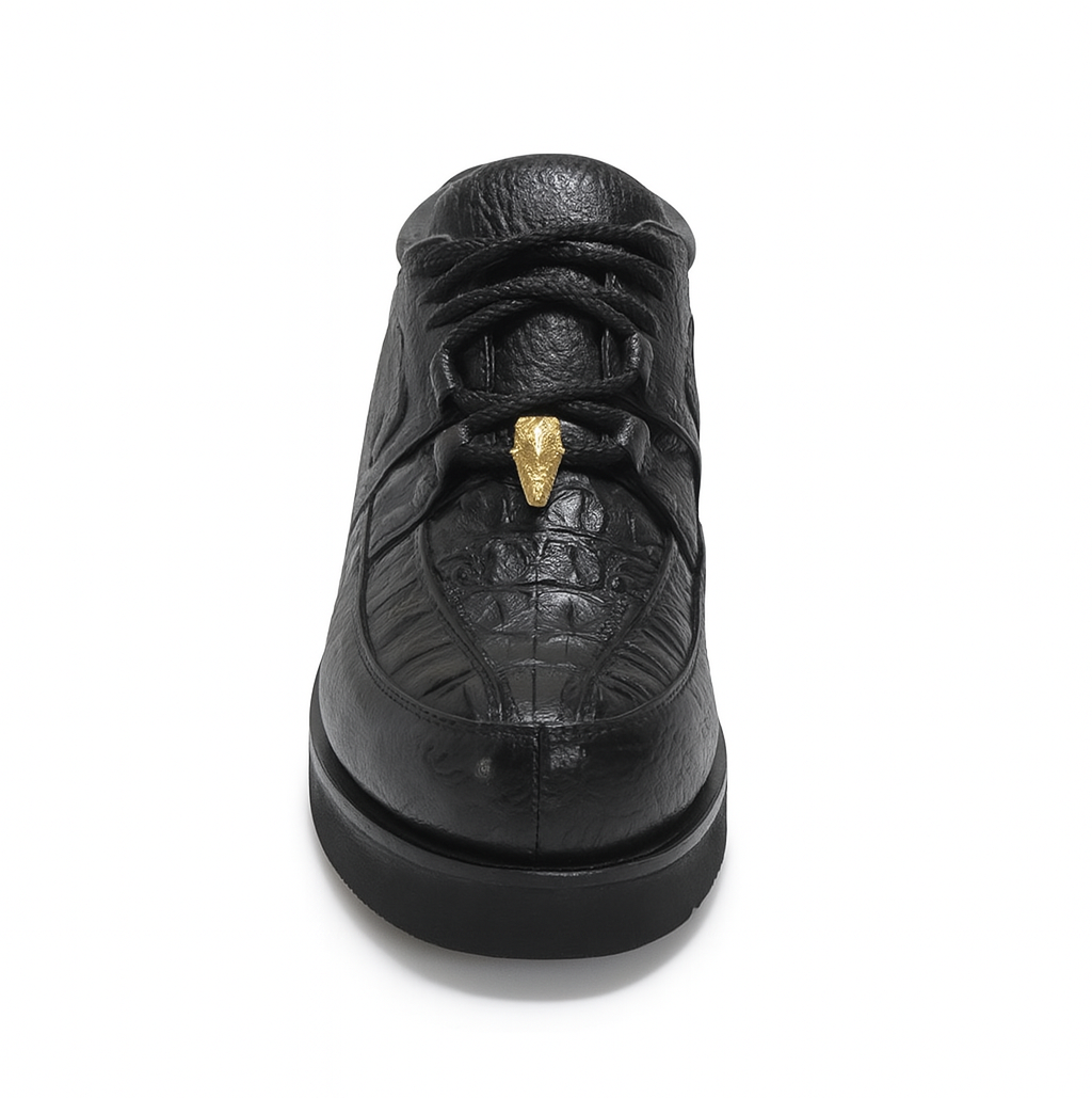 Los Altos Casual Black Caiman Belly & Ostrich Shoes - Image 4
