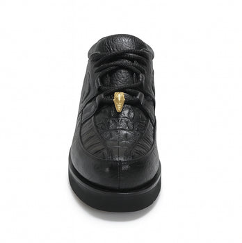 Los Altos Casual Black Caiman Belly & Ostrich Shoes - Image 4