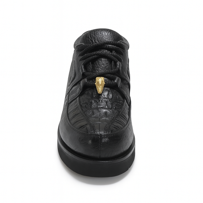 Los Altos Casual Black Caiman Belly & Ostrich Shoes