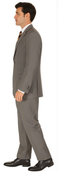 Men's Taupe Regular Fit Birdseye Pattern Side Vent Two Button Suit - Image 3