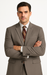 Men's Taupe Regular Fit Birdseye Pattern Side Vent Two Button Suit