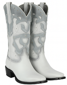 Men's King Exotic Eel Boots 3x Toe Handcrafted White (495v20828)
