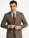 Men's Taupe Regular Fit Birdseye Pattern Side Vent Two Button Suit