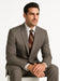 Men's Taupe Regular Fit Birdseye Pattern Side Vent Two Button Suit