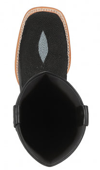 Los Altos Boots Single Stone Stingray And Deer Black - Image 5