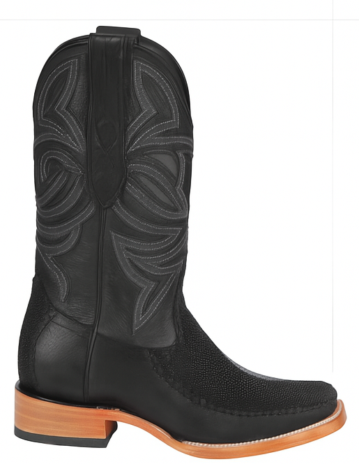 Los Altos Boots Single Stone Stingray And Deer Black - Image 2
