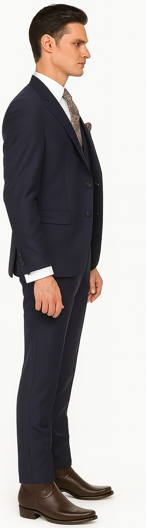 Mens Suit With Double Breasted Vest 100% - Big Peak Lapel Tom Ford Style! - 100% Percent Wool Fabric Suits - Worsted Wool Business Suit Modern Fit