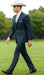 2 Button Vested Satin Trim Lapel Cowboy Tuxedo in Navy