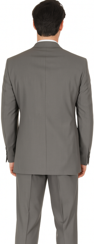 Men's Taupe Regular Fit Birdseye Pattern Side Vent Two Button Suit - Image 2