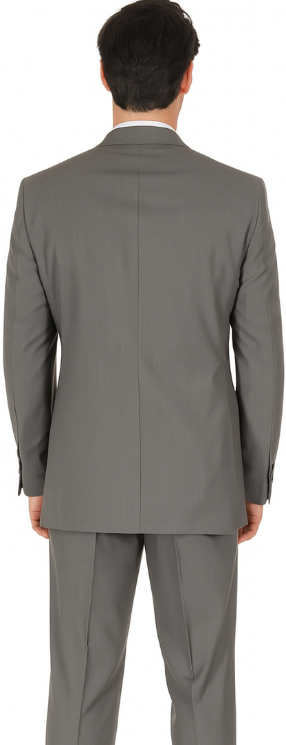 Men's Taupe Regular Fit Birdseye Pattern Side Vent Two Button Suit - Image 2