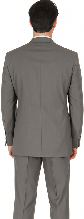 Men's Taupe Regular Fit Birdseye Pattern Side Vent Two Button Suit