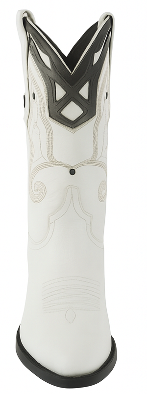 Mens White Ostrich Boots J-Toe
